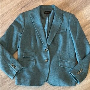 Talbots Blue Wool Blazer Structured Shoulders Notched Lapels